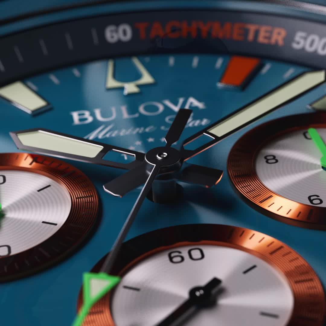 Blue Dial Leather and Silicone Strap E1 Team Miami 96B460 | Bulova